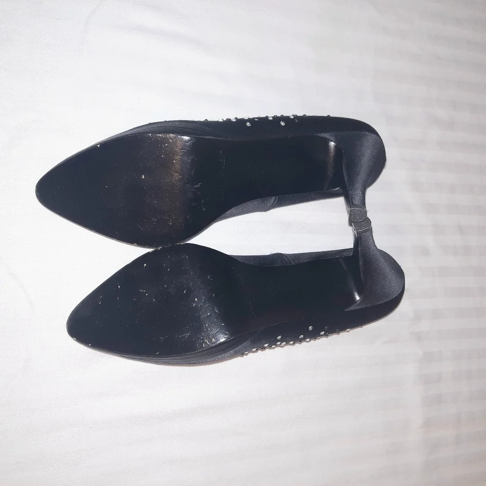 Black High Heel Pumps With Rhinestones Size 8